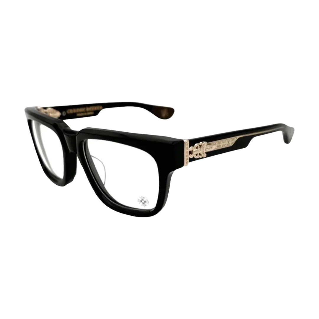 CHROME HEARTS "BOX OFFICER" BLACK/GOLD GLASSES