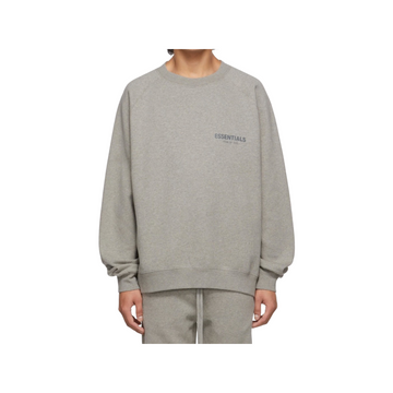 Fear of God Essentials Crewneck Sweater in Heather Oat colorway (front)